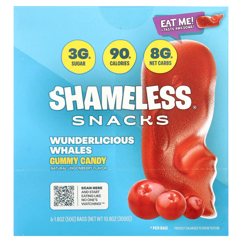 Shameless Snacks, жевательные конфеты Wanderlicious Whales, 6 пакетиков по 50 г (1,8 унции)