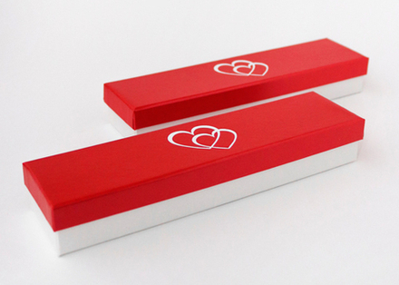 Футляр картонный, 2 сердца, серия "АМУР", 205х52х31мм