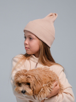 Шапка вязаная-резинка хлопковая КЭП(Сандал)