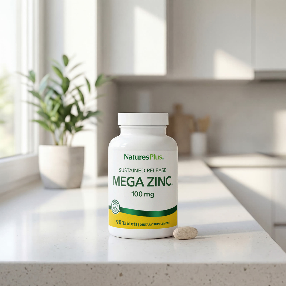 NaturesPlus, Mega Zinc®, длительное высвобождение, 100 мг, 90 таблеток