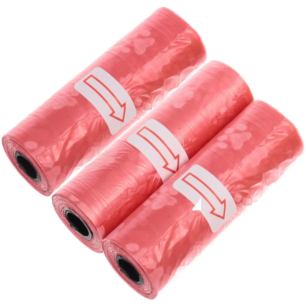 Пакеты для уборки за собакой в наборе 3шт, цвет красный Ultramarine (15 пакетиков одном рулончике)