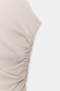 ZARA ДРАПИРОВАННЫЙ ТОП АСИММЕТРИЧНОГО КРОЯ, КАМЕННО-СЕРЫЙ