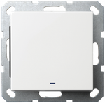 Выключатель одноклавишный проходной со светодиодом 10A 250V~ с накладкой, цвет белый глянцевый