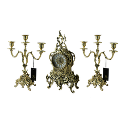 Bello De Bronze Каминные часы с канделябрами "Дон Луиш", "золото"