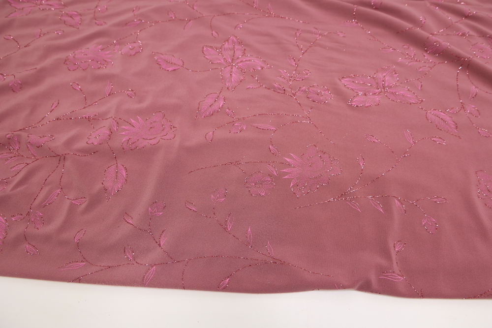 Трикотаж металлик грязно-розовый