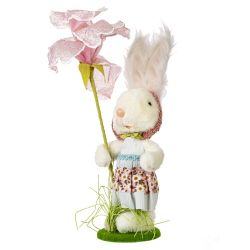 GAEM Фигурка декоративная "Зайка с цветком", L12 W10,5 H39 см