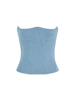 Топ-бюстье корсетного типа из денима с отстрочками