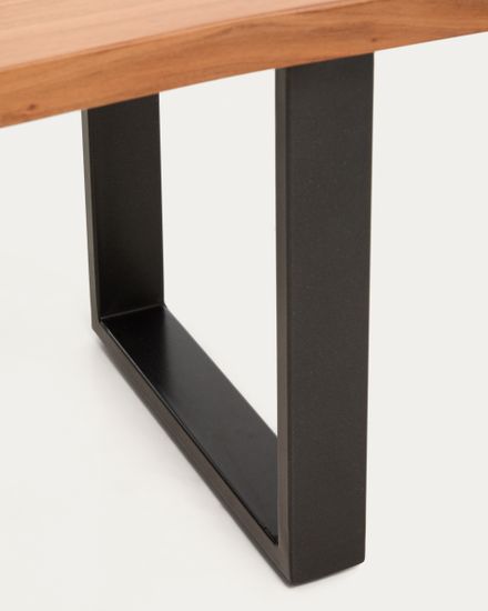 Скамейка Uxue из массива акации с черными стальными ножками, 180 x 45 см