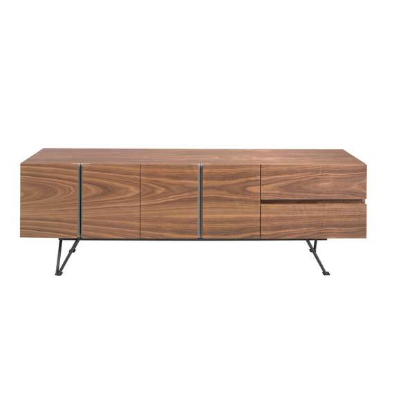 Тумба под телевизор 3260/MF2308 из ореха и черной стали