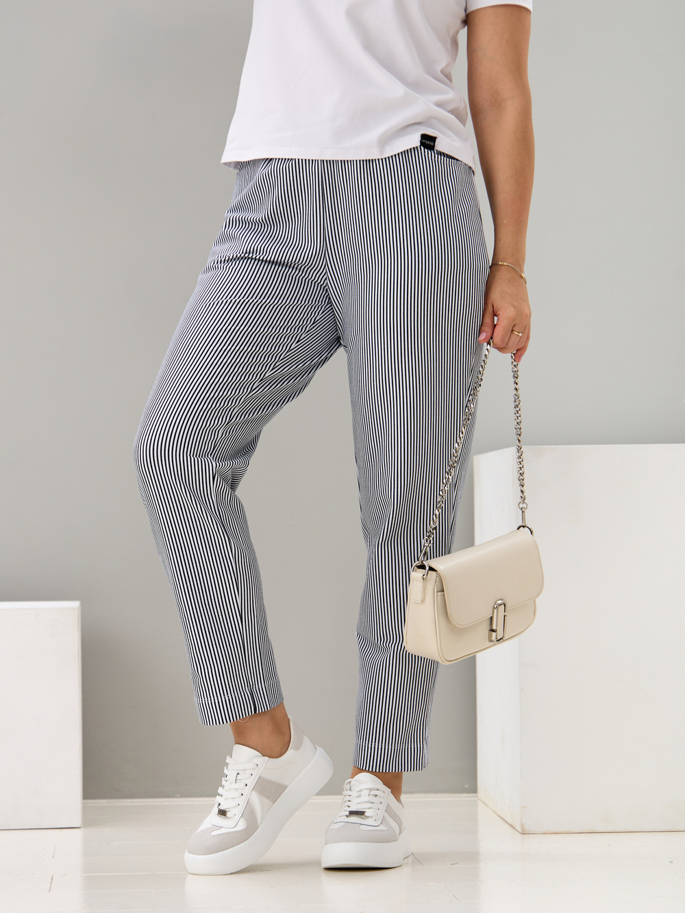 Брюки Бдж-129/синяяполоса-джинс