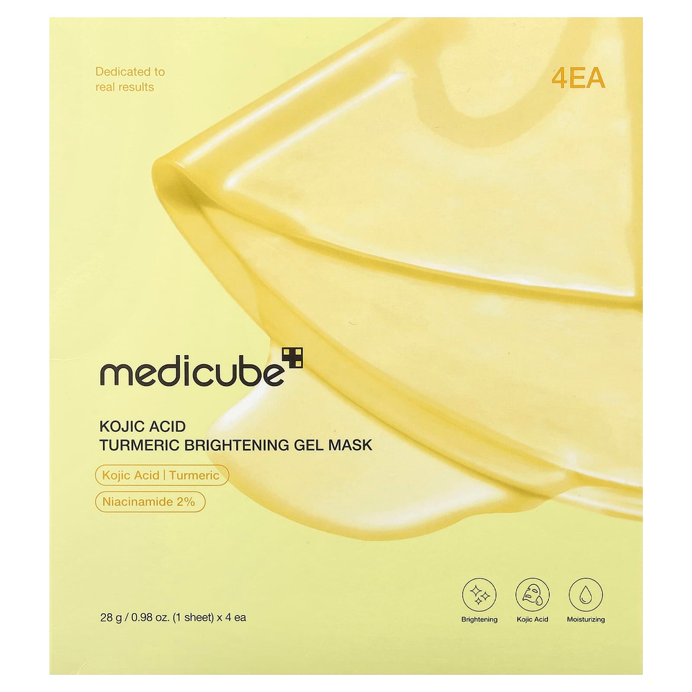 Medicube, маска для лица с осветляющим гелем с койевой кислотой и куркумой, 4 шт. по 28 г (0,98 унции)