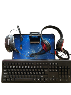Набор игровой 5 в 1 Yelander K2100 клавиатура, мышь, наушники, коврик, подставка