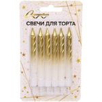 Свечи в торт «Праздничный блеск» 6 шт. 8,1 см, золото