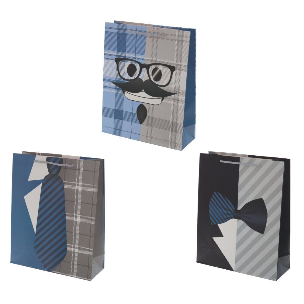 GAEM Пакет подарочный M (бумага, плотность 210г/м2, блок микс 12шт), L26 W10 H32 см, 3в.