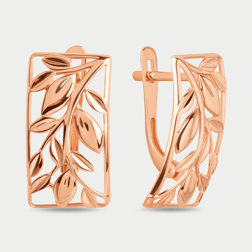 Серьги женские без вставок из розового золота 585 пробы (арт. 024152-1000)