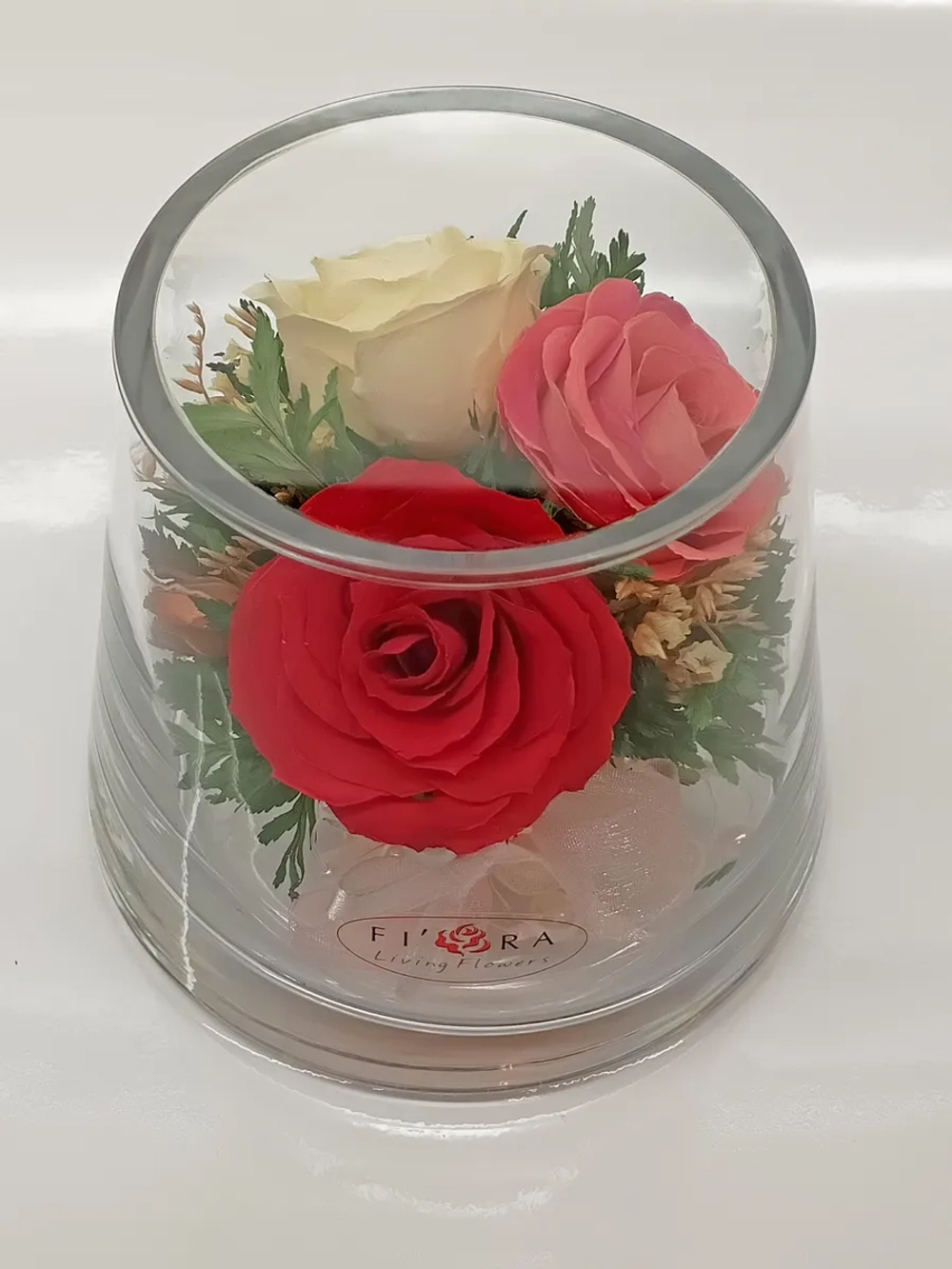натуральные розы в стекле, вакуум