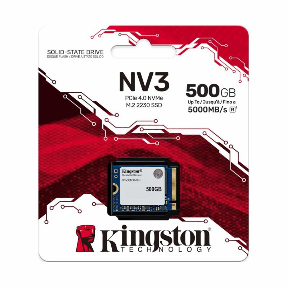 Твердотельный накопитель SSD 500GB Kingston NV3 M.2 2230 NVMe Gen4x4 (R5000/W3000MB/s), 160TBW