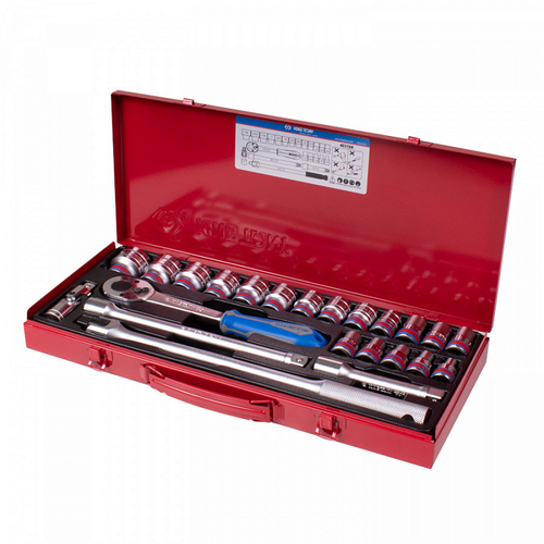 KING TONY (4031SR) Набор торцевых головок с принадлежностями 1/2", 12-гранные, 3/8"-1&1/4", 23 предмета