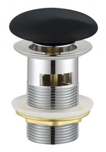 Донный клапан Cezares с системой Клик-клак с переливом с чёрной крышкой CZR-SAT7-NERO