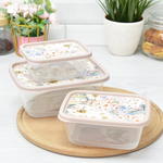 Комплект контейнеров для продуктов 3шт (0,5л; 0,85л; 1,5л), прямоугольные с декором (бежевый)