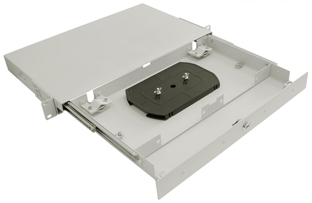 Кросс оптический стоечный 19" выдвижной 1U TELCORD КСв-16-1U 16-ST/MM-16-ST/UPC-MM50(OM4)-1-КУ-GY