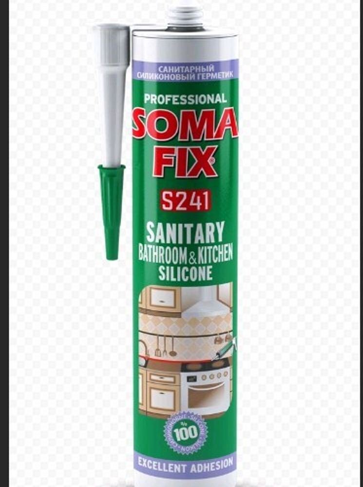 Герметик силикон. SOMA FIX  санитар. для кухни и ванной  бесцветн.  280мл / S240