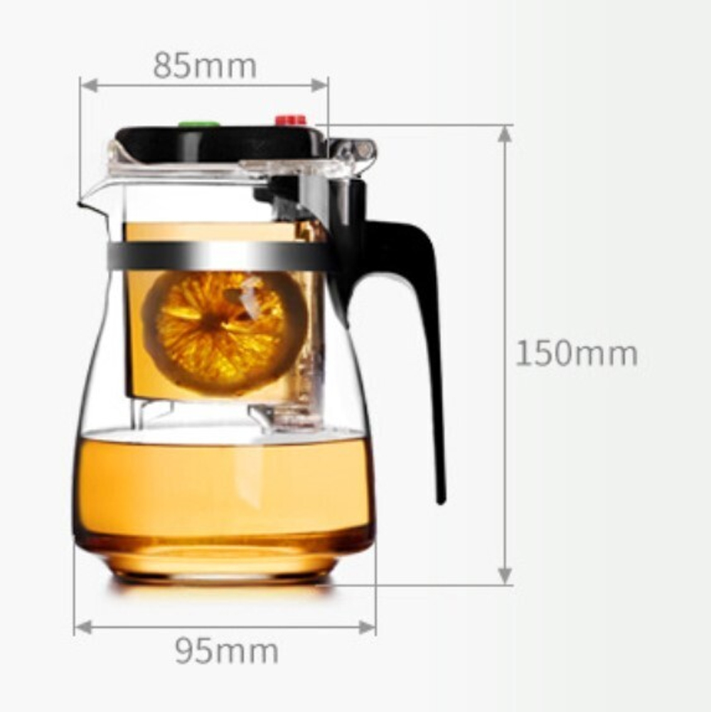 296001 Чайник изипот Б/носика, крышка съемная 750мл, H=15cm, D=9,5cm, стекло/плаcтик