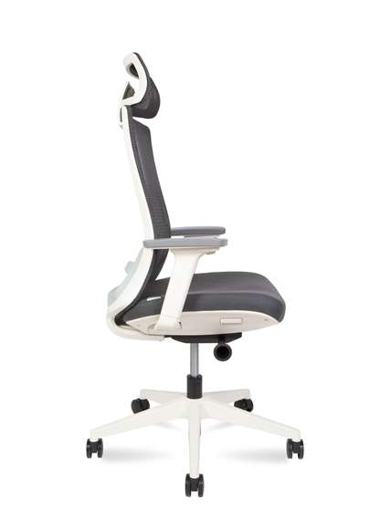 Кресло офисное Норден / Руби / Ruby / белый пластик / серая сетка / серая ткань