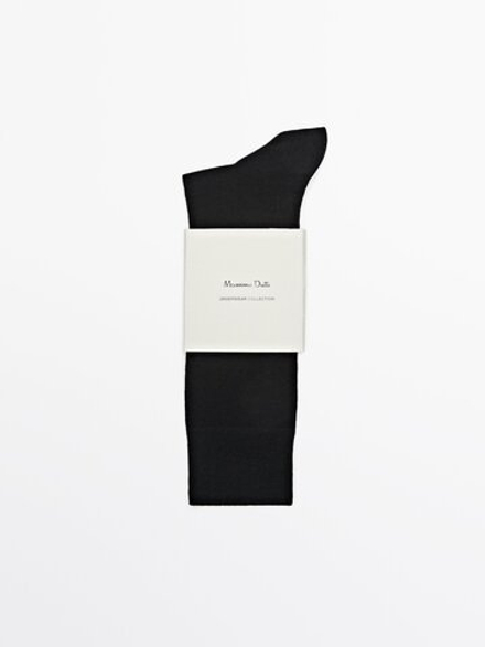 Massimo Dutti Высокие носки из прочного смесового хлопка, темно-синий