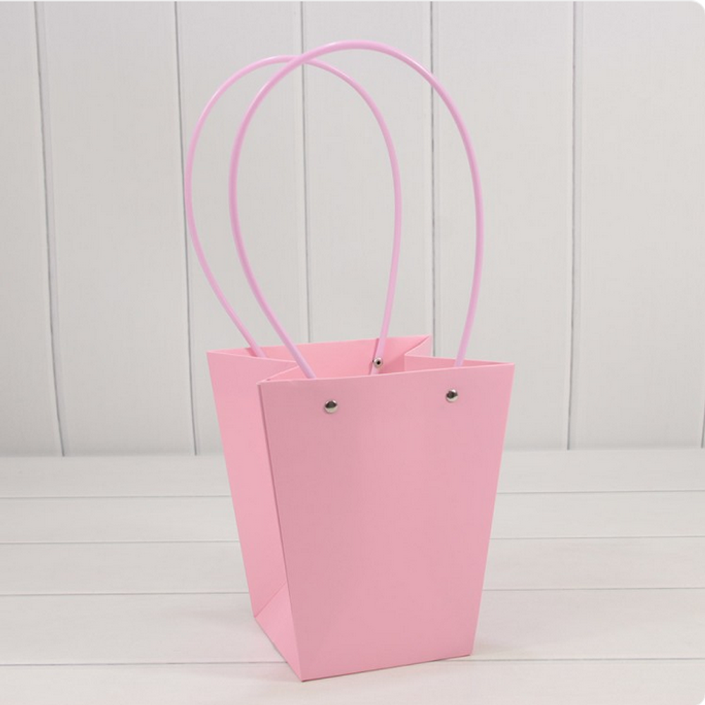 Пакет подарочный 20х17х12 Ваза для цветов (Розовый)
