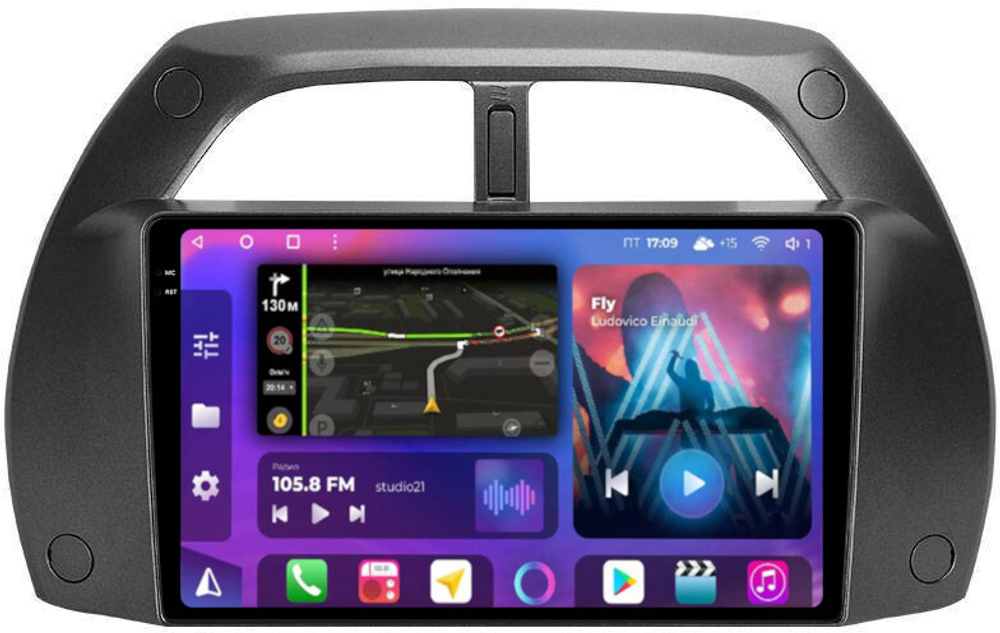 Магнитола для Toyota RAV4 2 2000-2003 - FarCar BM3064M-2K монитор 9.5" 2K QLED на Android 14, TS10, 4+32Гб, CarPlay, 4G SIM-слот