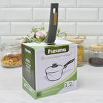 Ковш 1,2л Гранит с несъемной ручкой и стеклянной крышкой