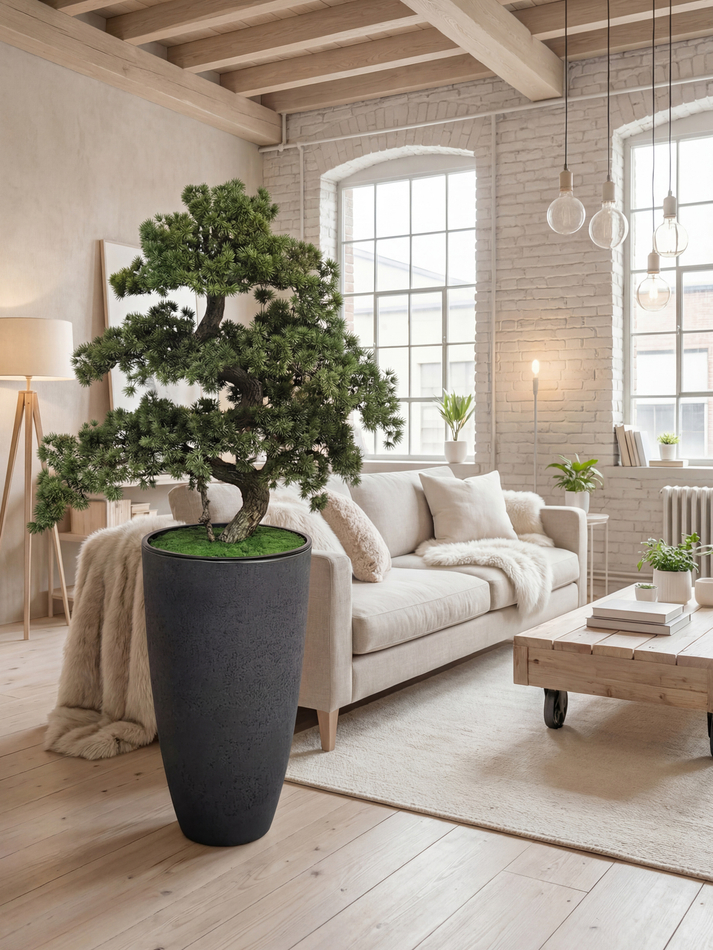 Бонсай искусственный большой 120см в высоком кашпо