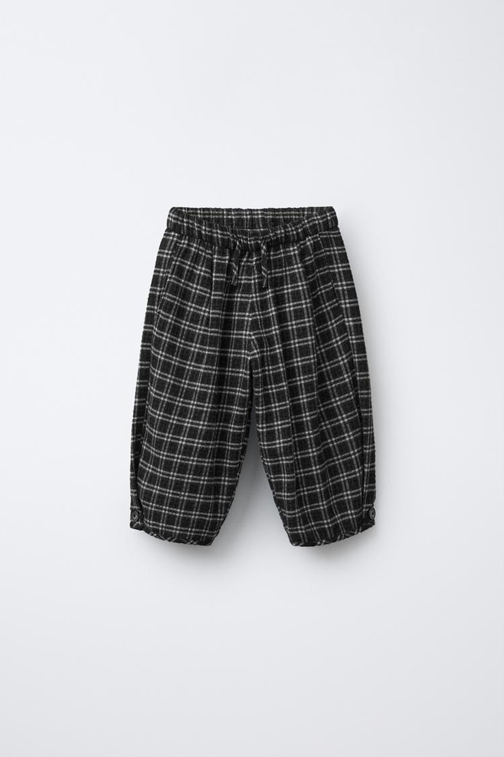 ZARA БРЮКИ БЭГГИ В КЛЕТКУ, ЧЕРНЫЙ