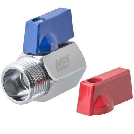 Кран латунный шаровый (мини) 1/2" внутренняя-наружная резьба, ручка флажок