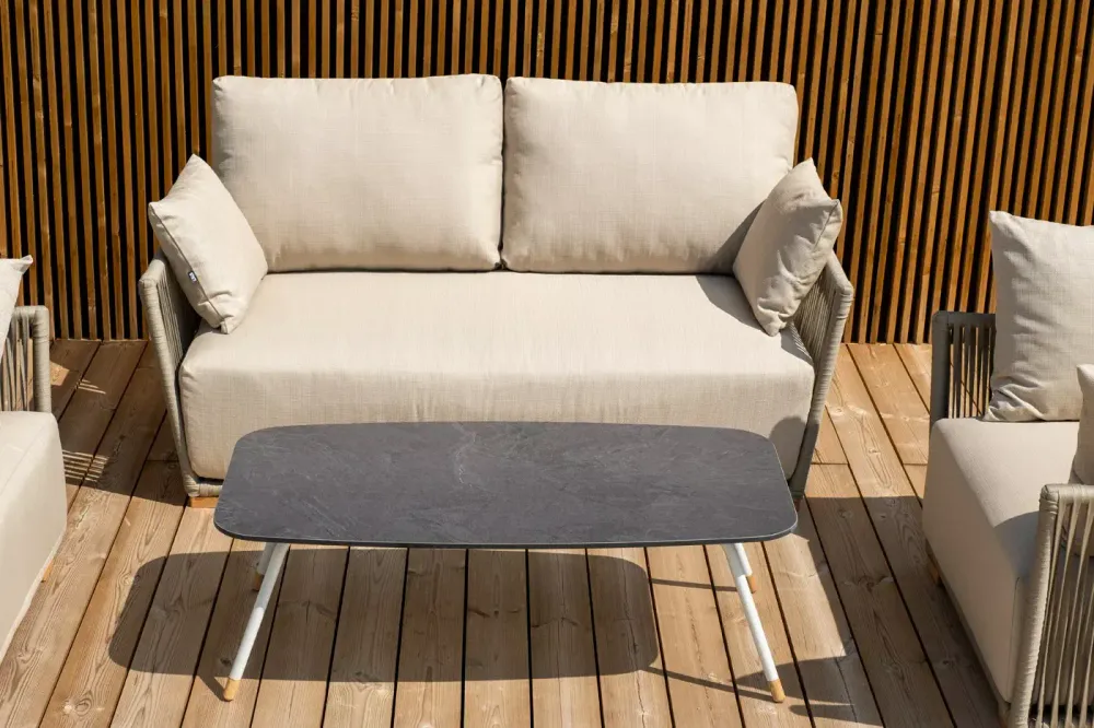 "Форли" лаунж-зона 4-местная плетеная из роупа (веревки), каркас алюминиевый светло-серый, роуп серо-коричневый