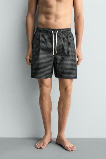 ZARA ДЛИННЫЕ ПЛАВКИ В КЛЕТКУ, ЧЕРНЫЙ