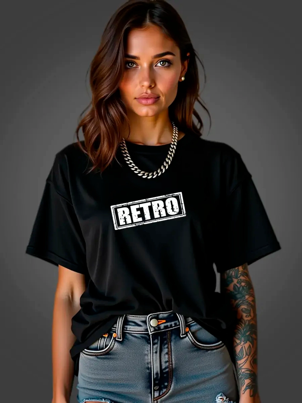 Футболка больших размеров с принтом retro