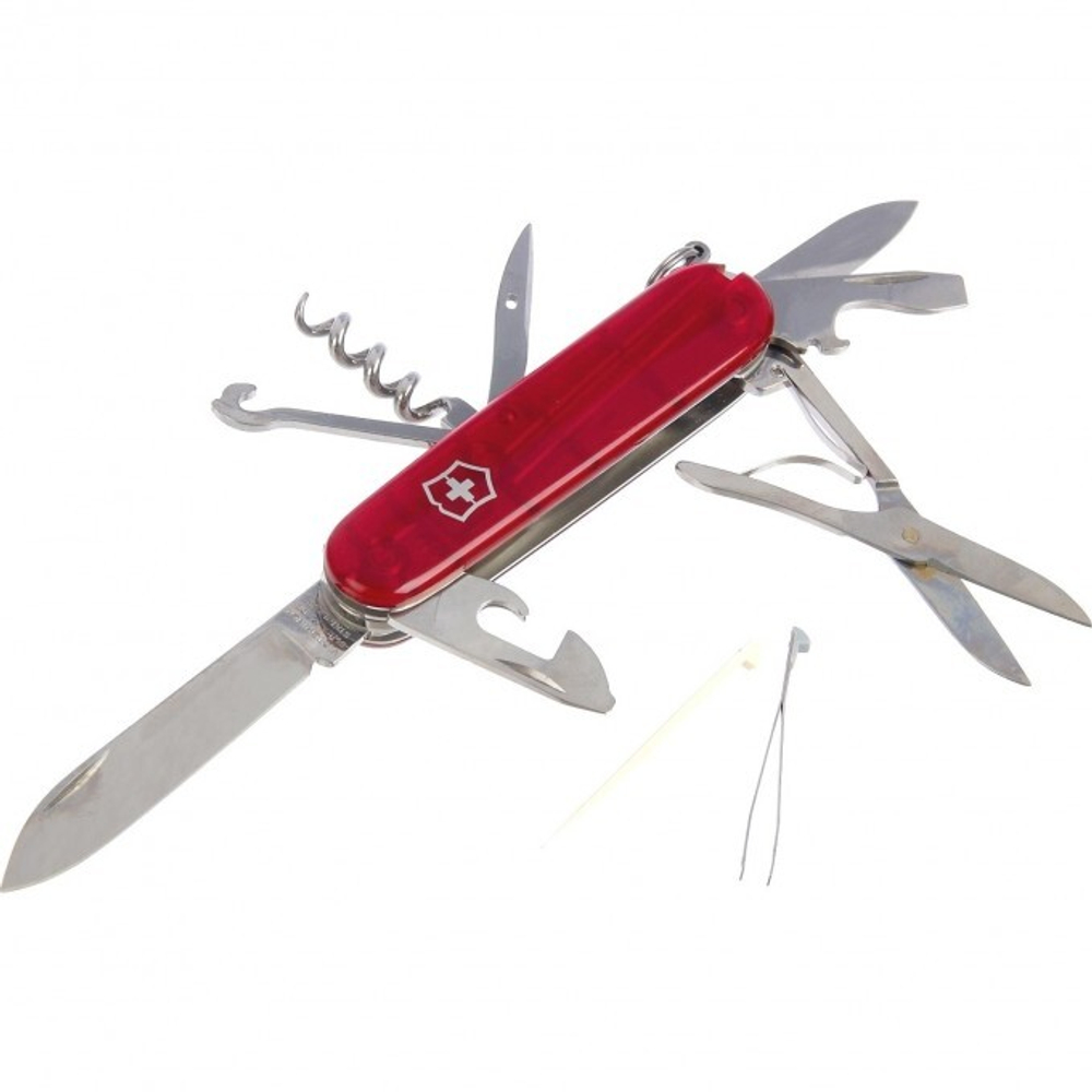 Нож Victorinox Climber, 91 мм, 14 функций, полупрозрачный красный