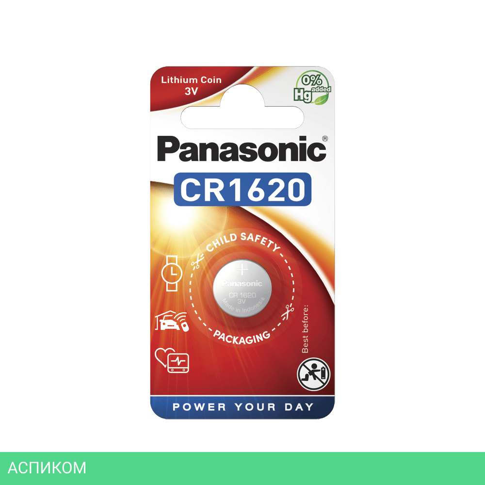 Батарейка Panasonic Lithium CR1620 BL1 (CR-1620EL/1B)
