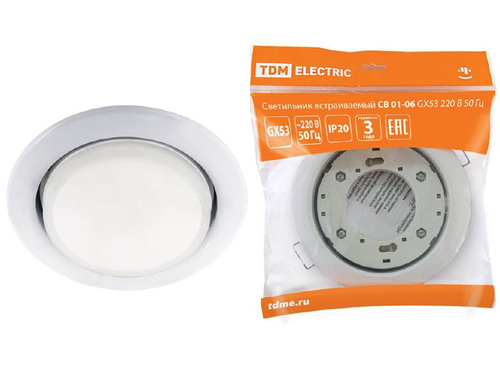 Светильник встраиваемый CB 01-06 GX53 220В 50Гц белый TDM