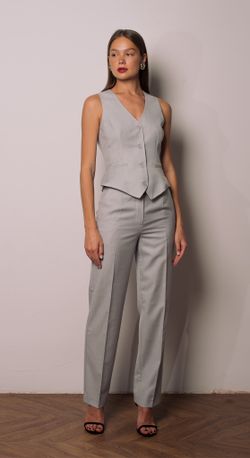 Женские брюки серые прямые из итальянской шерсти SOULCOAT