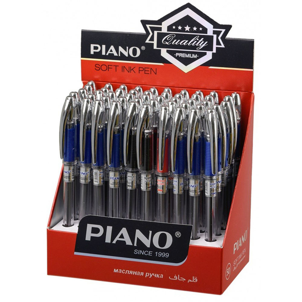 Ручка шариковая, масляная, Piano, 3 цвета чернил, серия "Maxriter", прозрачный корпус, 50 шт