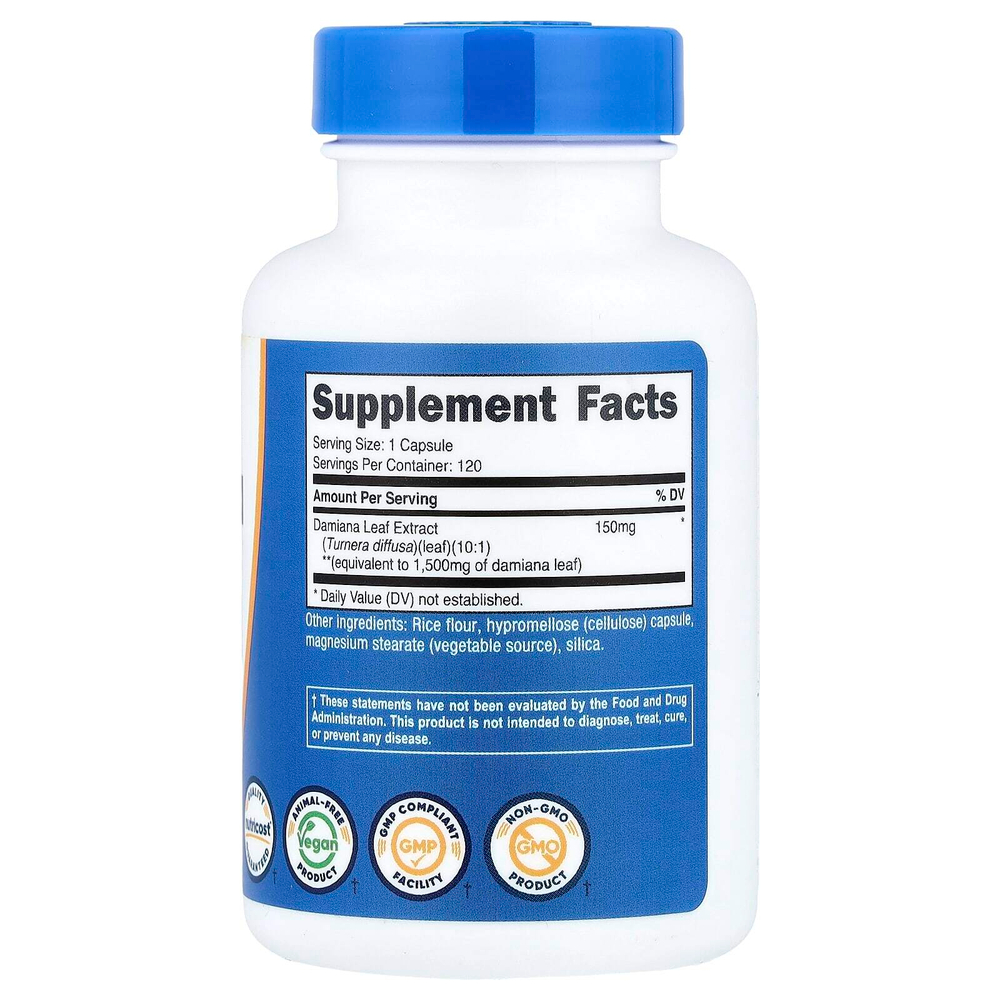 Nutricost, лист дамианы, 150 мг, 120 капсул