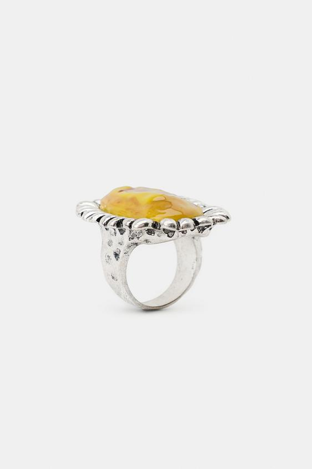 ZARA МЕТАЛЛИЧЕСКОЕ КОЛЬЦО С КАМНЕМ, СЕРЕБРИСТЫЙ