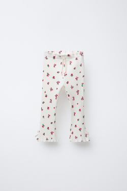 ZARA ЛЕГИНСЫ FLARED В РУБЧИК С ПРИНТОМ, ЭКРЮ