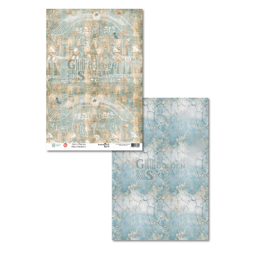 Лист двусторонней бумаги "Тексты" к коллекции "Египетская сила" от GoldenScrap и EasyBusyHobby, формат а4, 235г, арт. SSEA-27062024-1