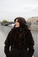 Меховой манишон 2в1 шоколад