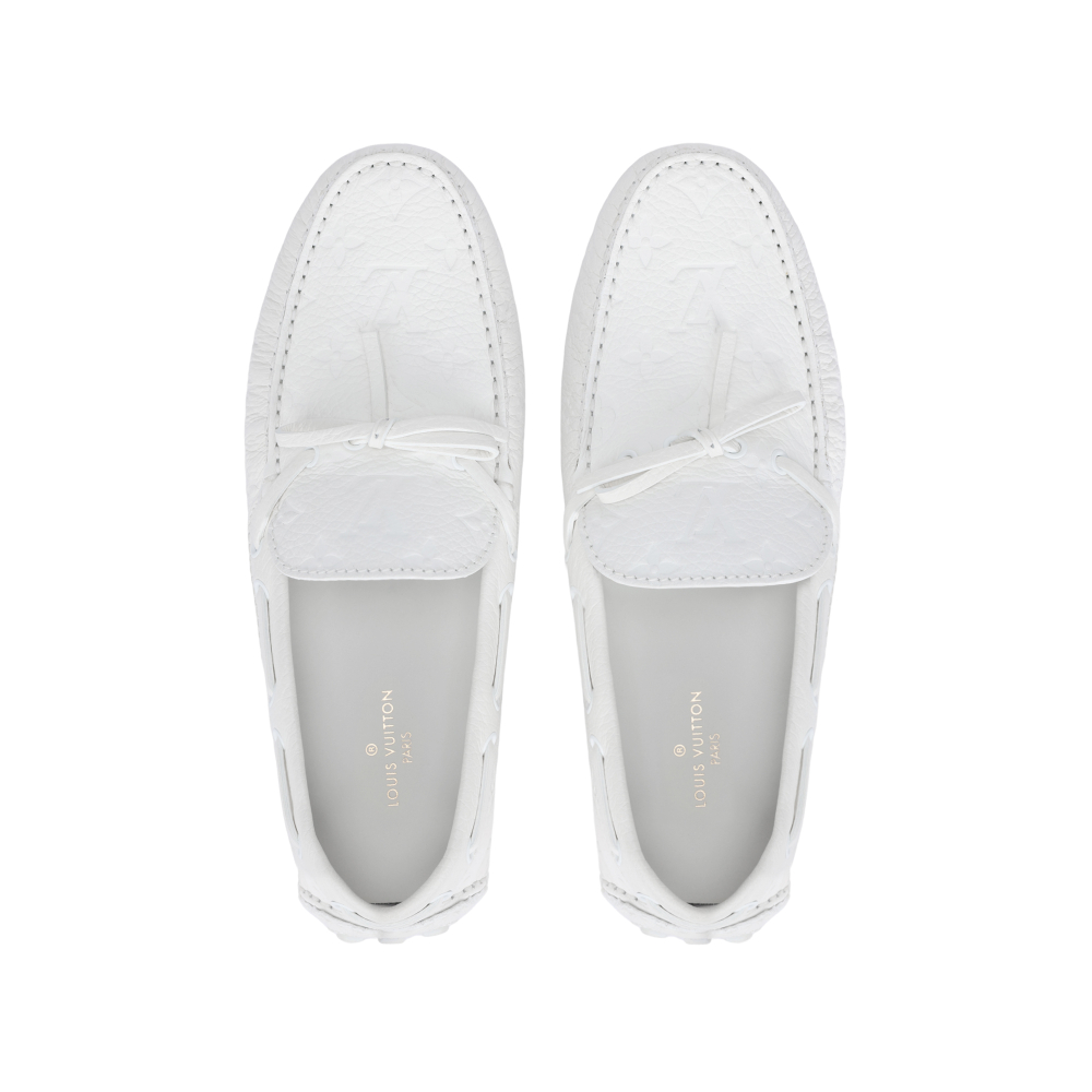 LOUIS VUITTON Arizona Moccasin Shoes "White Logo Monogram"