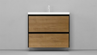 Тумба подвесная VELVEX Klaufs 90.2Y шатанэ-черный с раковиной Paola Mario 90